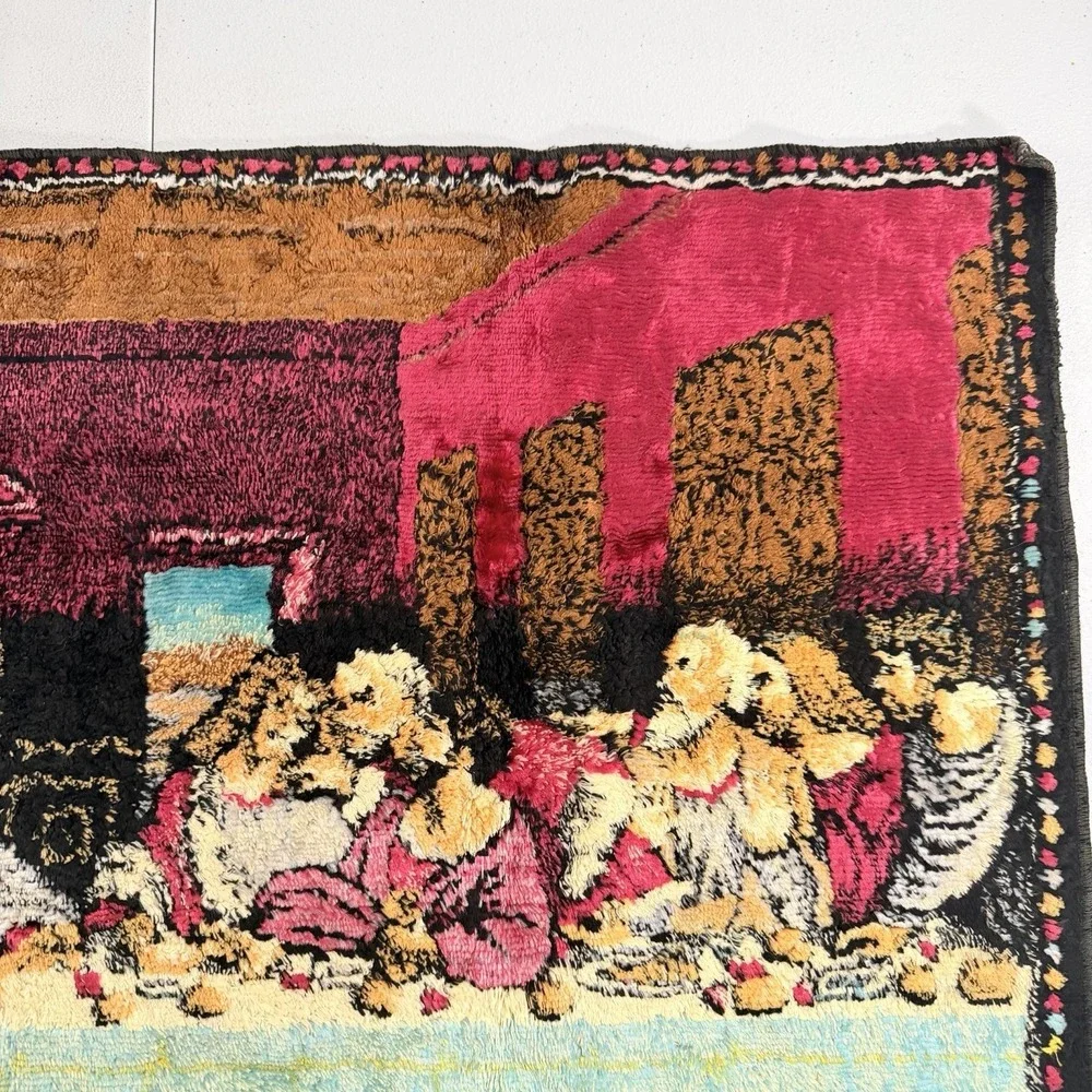 Vintage The Last Supper With Disciples Woven Tapestry Wall Rug 37